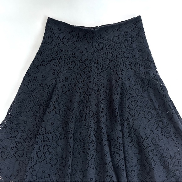 ANTHROPOLOGIE ISDA & CO KNIT LACE CROCHET FULL BLACK CIRCLE MIDI SKIRT. Sz 4 - Picture 2 of 12